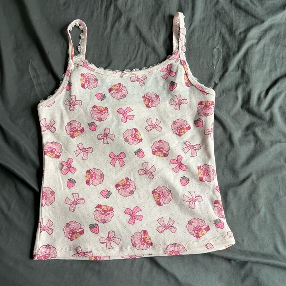 PacSun Strawberry Shortcake Pink Bow Tank - Picture 1 of 4